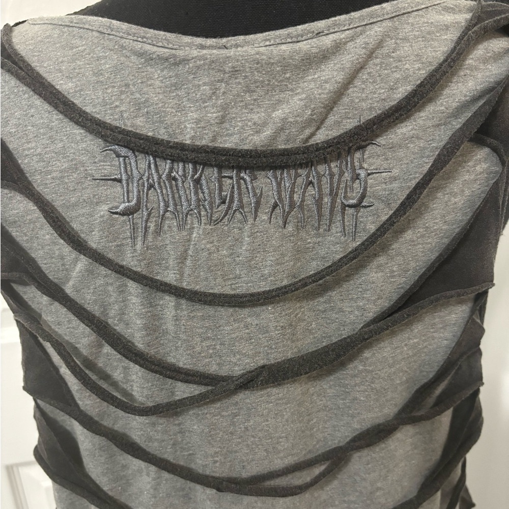 NWT Dolls Kill / Darker Wavs Tempo Unisex Shredded Tank Top - Picture 3 of 5
